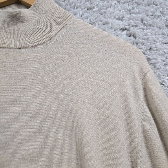 Alan Paine Sweater Mens 2XL Beige Wool Mock Neck Stretch Minimal - Picture 3 of 11